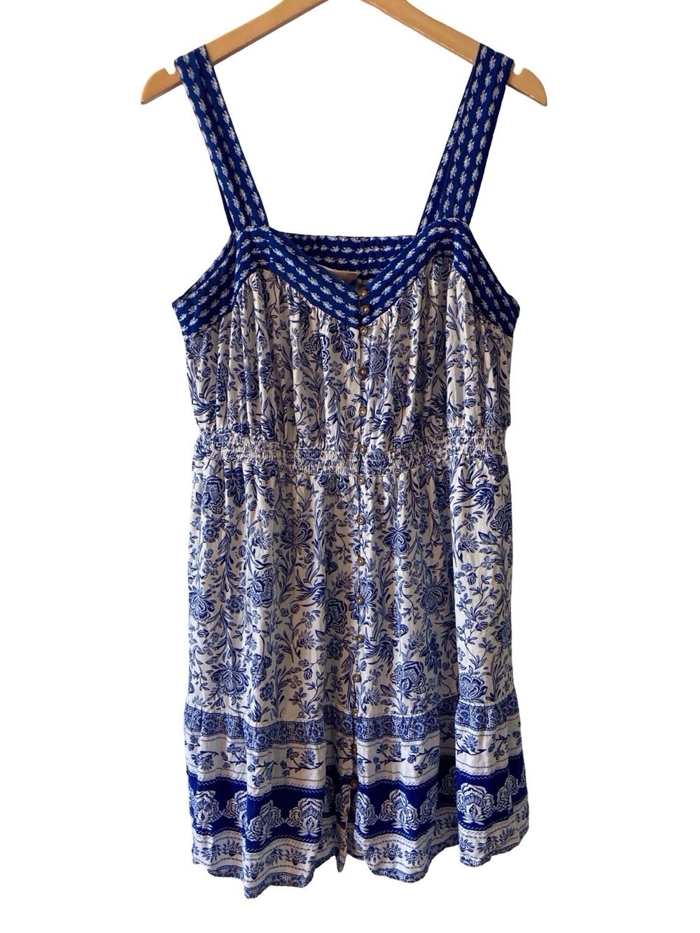 Knox Rose Blue White Toile Floral Sundress XL Like New Coastal